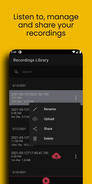 Listen to, manage and share your recordings